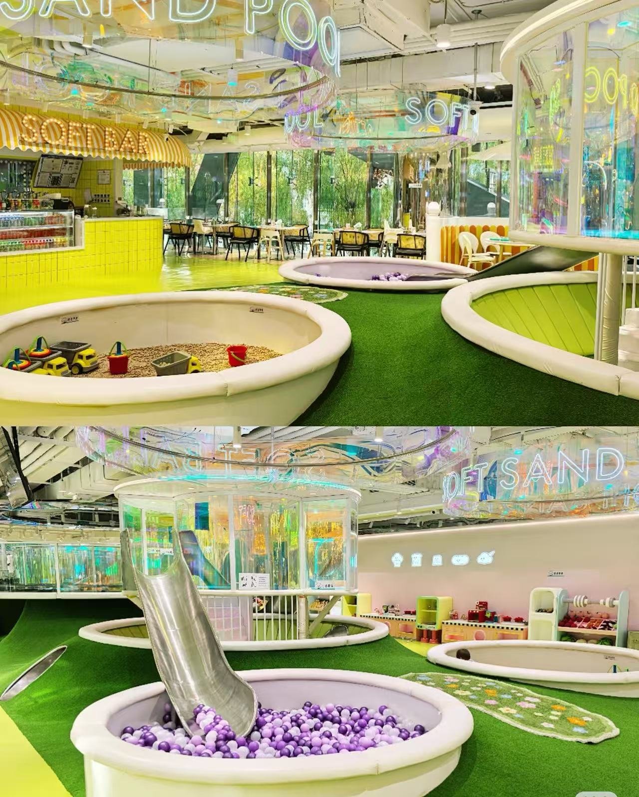 Custom indoor playground theme styles: jungle adventure, ocean world, space galaxy, fairy tale castle, candy land, pretend city