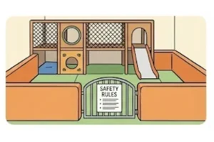 Play Cafe Area should consider safety design like clear rules signage