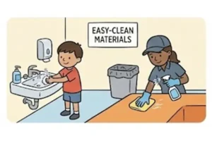 Play Cafe indoor playroom should have a hygiene plan cleaning access