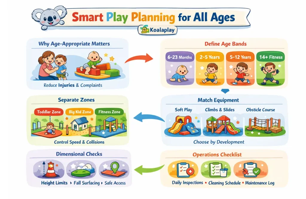 Age-appropriate playground equipment selection and zoning age-appropriate playground equipment zoning
