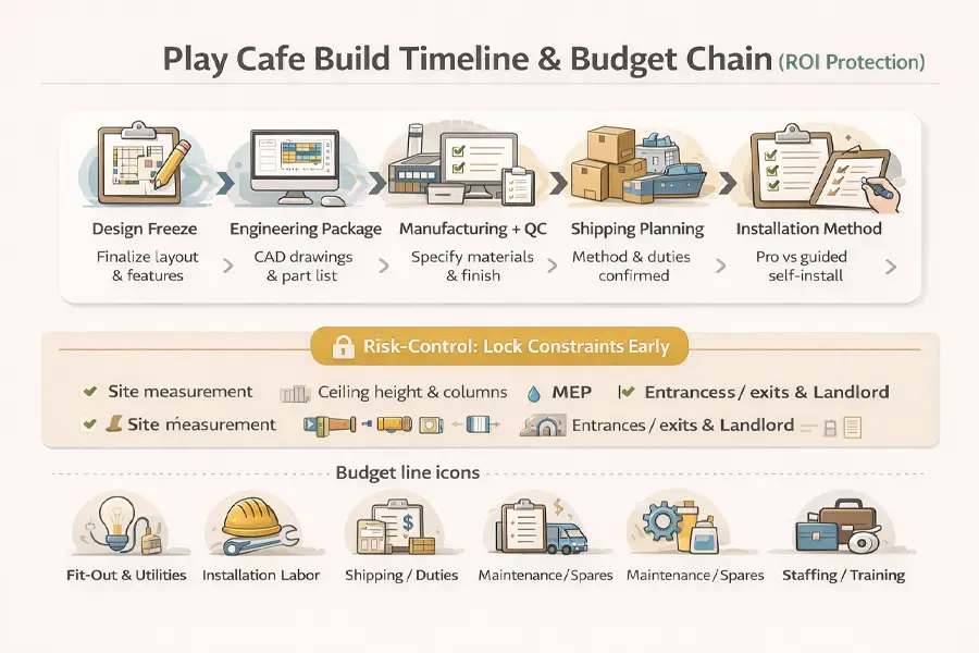 play cafe build timeline and budget planning