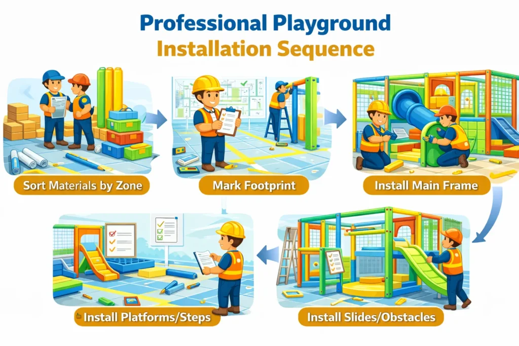 indoor playground installation sequence