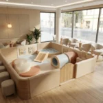 Indoor play area with soft structures