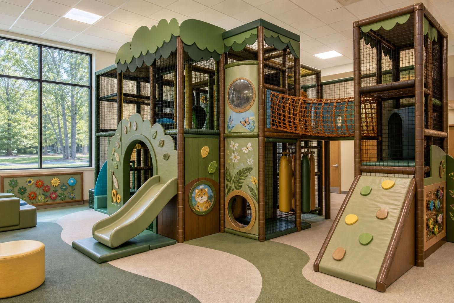 Creation Garden themed indoor playground for a church children's room
