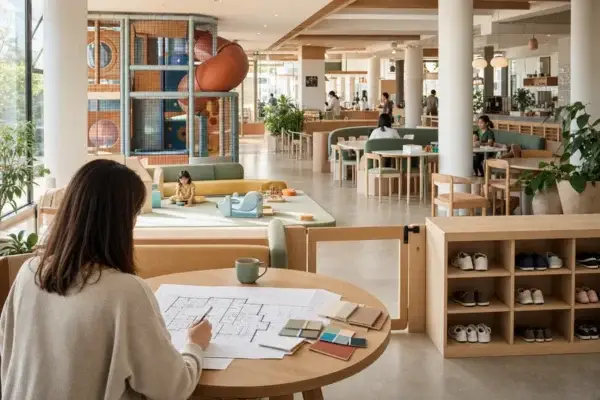 El fundador de una cafetería de juegos independiente analiza una acogedora cafetería de juegos comercial con una buena visibilidad para los padres