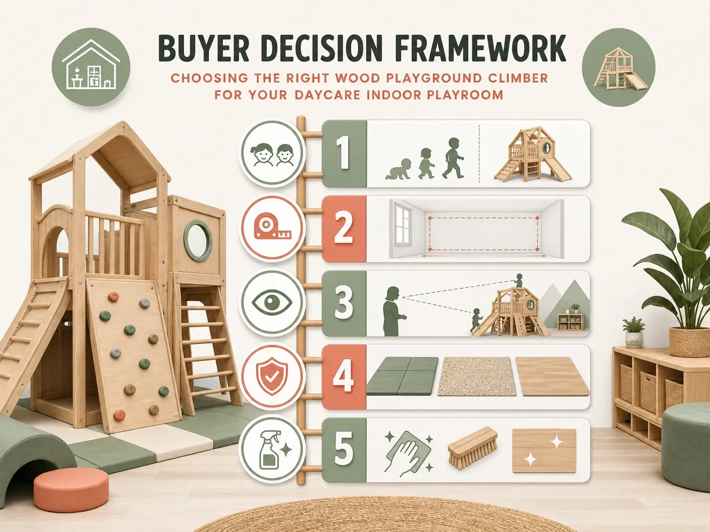 Buyer decision framework for choosing a wood playground climber for a daycare indoor playroom